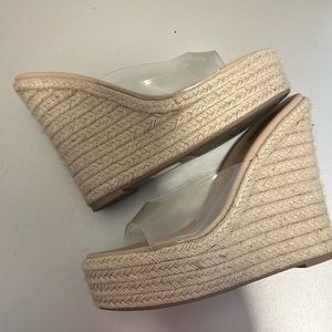 Clear platform, espadrille wedges, size 8 from Miss Lola